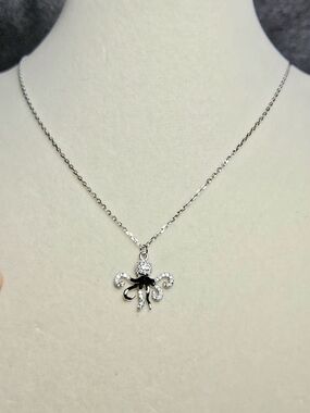 Sterling Silver Moissanite Octopus Pendant Necklace - Women